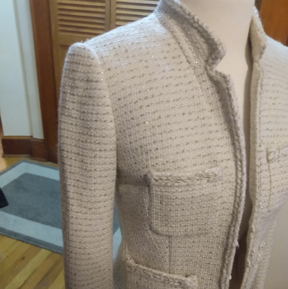 J.Crew tweed jacket white/gold